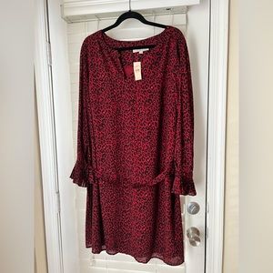 Loft new with tags Red leopard dress!